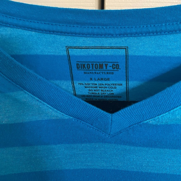 Blue Striped Short Sleeve Men’s Tee XL - Picture 2 of 4